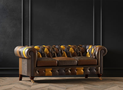 Patchwork Chesterfield Sofa I The King Albert I Real Italian Leather