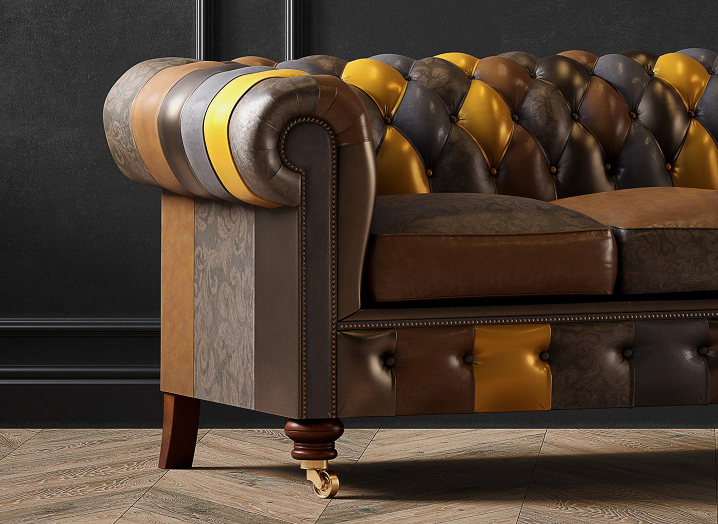 Patchwork Chesterfield Sofa I The King Albert I Real Italian Leather
