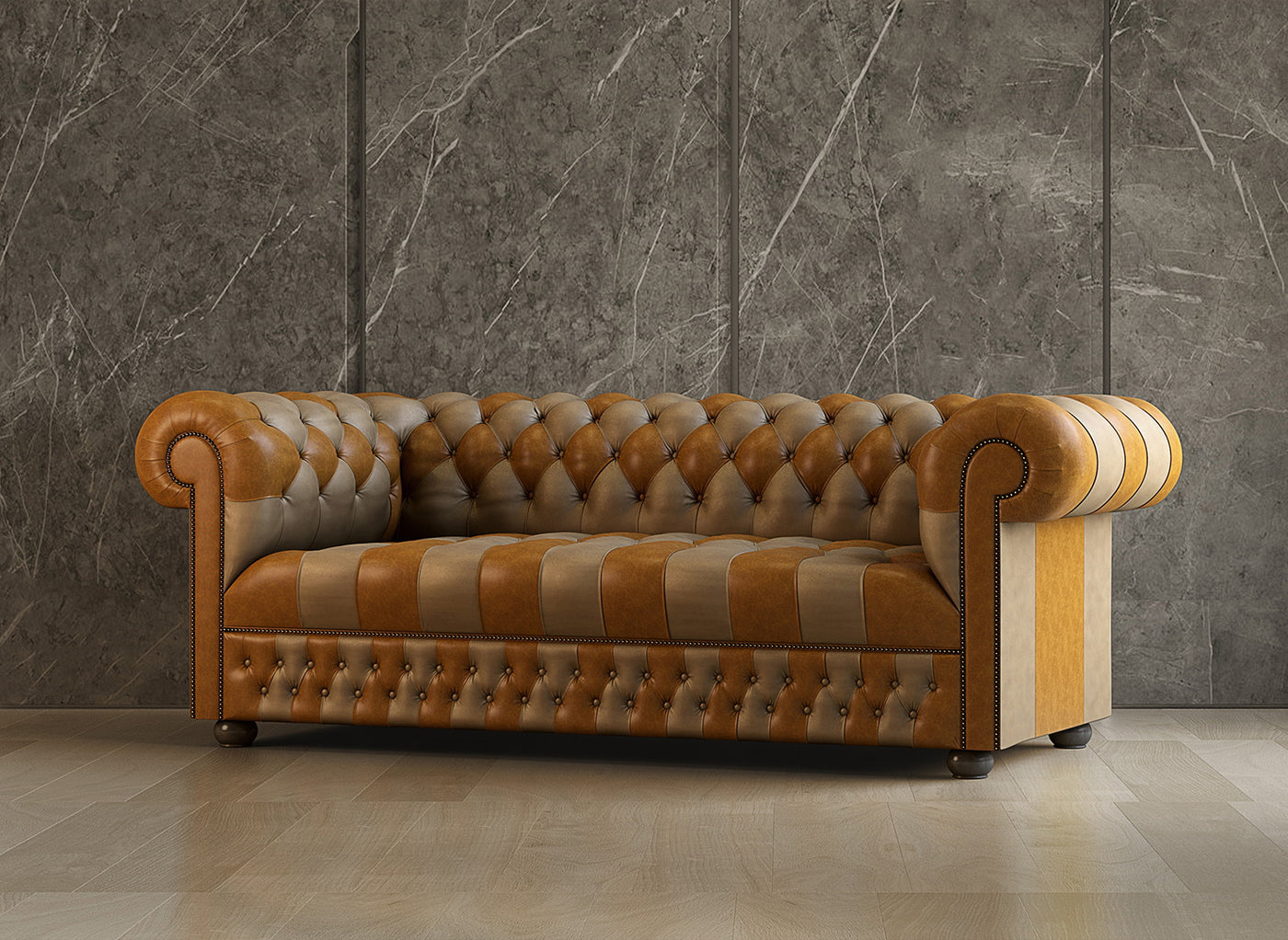Patchwork Chesterfield Sofa I The King Henry I Real Italian Leather