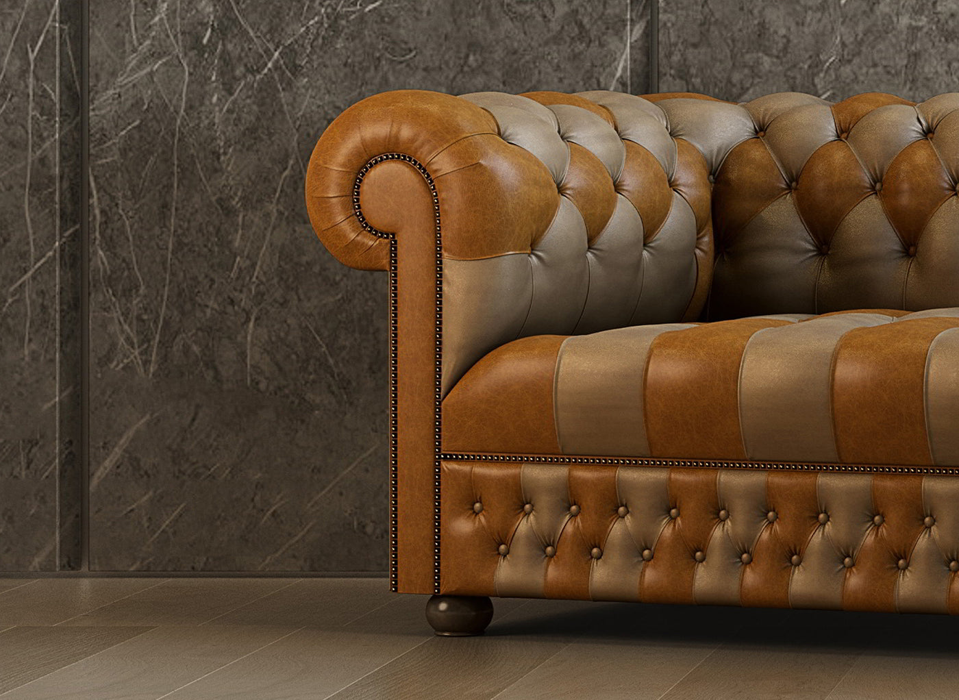 Patchwork Chesterfield Sofa I The King Henry I Real Italian Leather