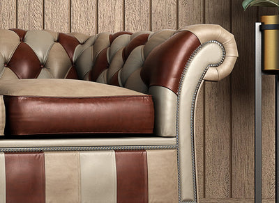 Patchwork Chesterfield Sofa I The King Halbert I Real Italian Leather