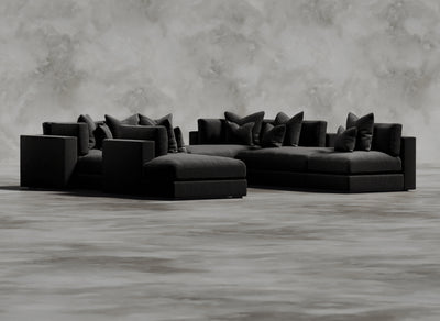 Opulent Modular Sofa I Cerulean I Dark Grey