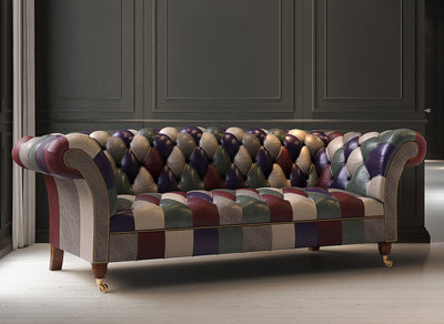 Patchwork Chesterfield Sofa I The Princess Thelma I Real Italian Leather