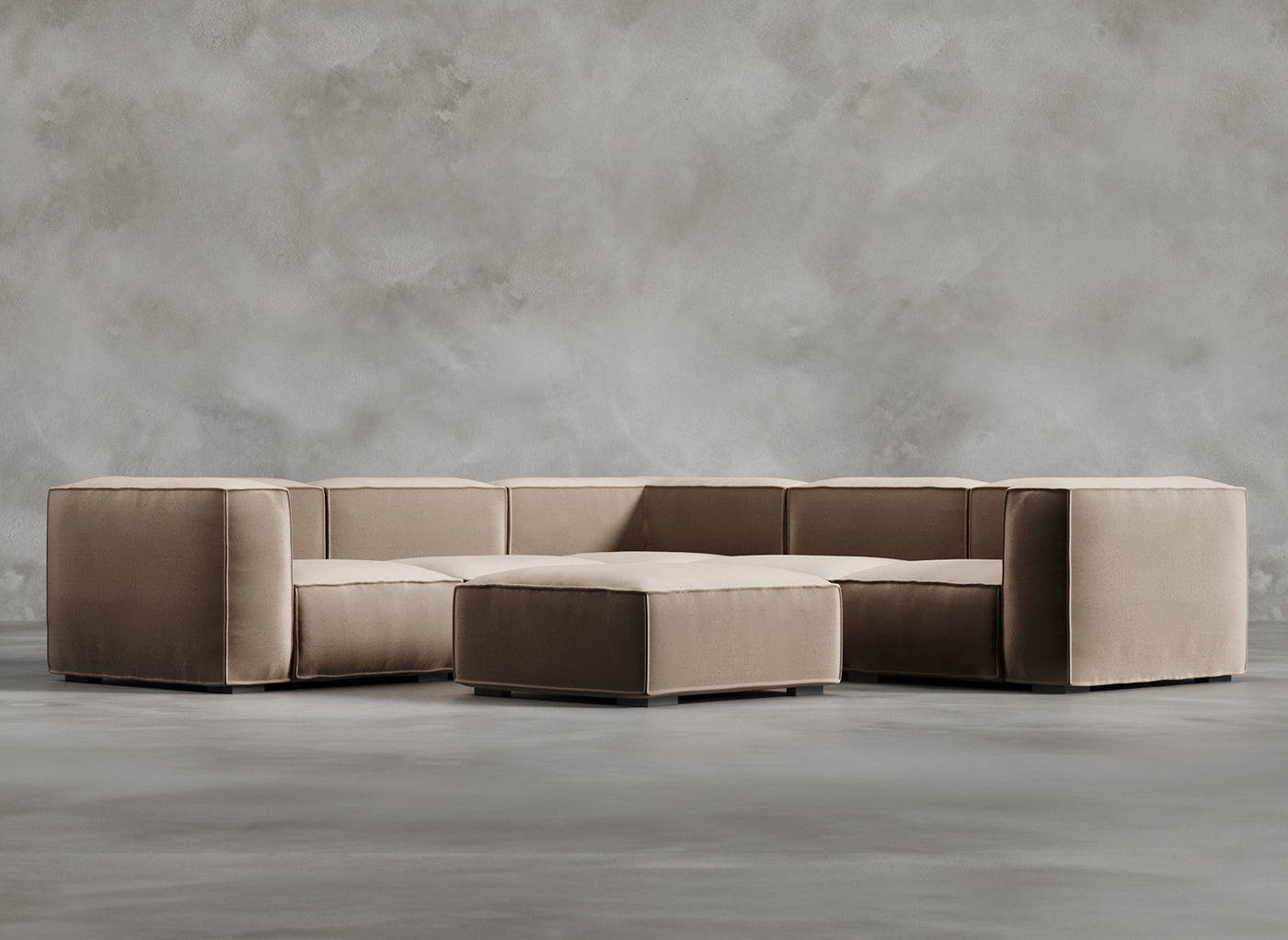 Modular Sofa High I Odette I Natural Hessian I Taupe