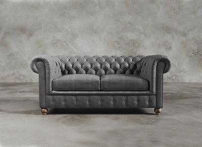 Light grey leather sales chesterfield sofa