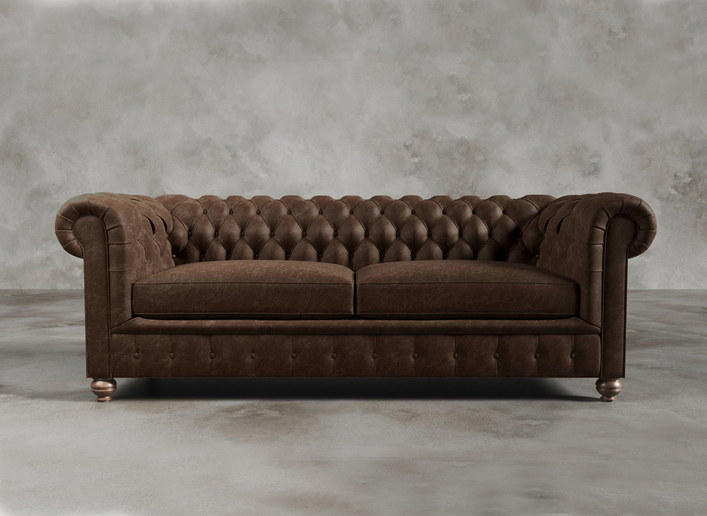Chesterfield Sofa I Real Italian Leather I Auburn I Tobacco