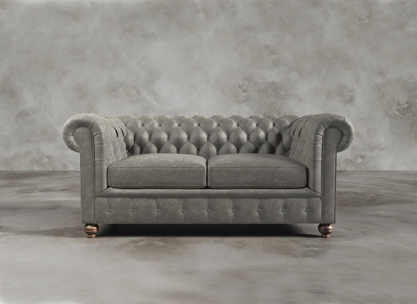 Chesterfield Sofa I Real Italian Leather I Ashen I Grey
