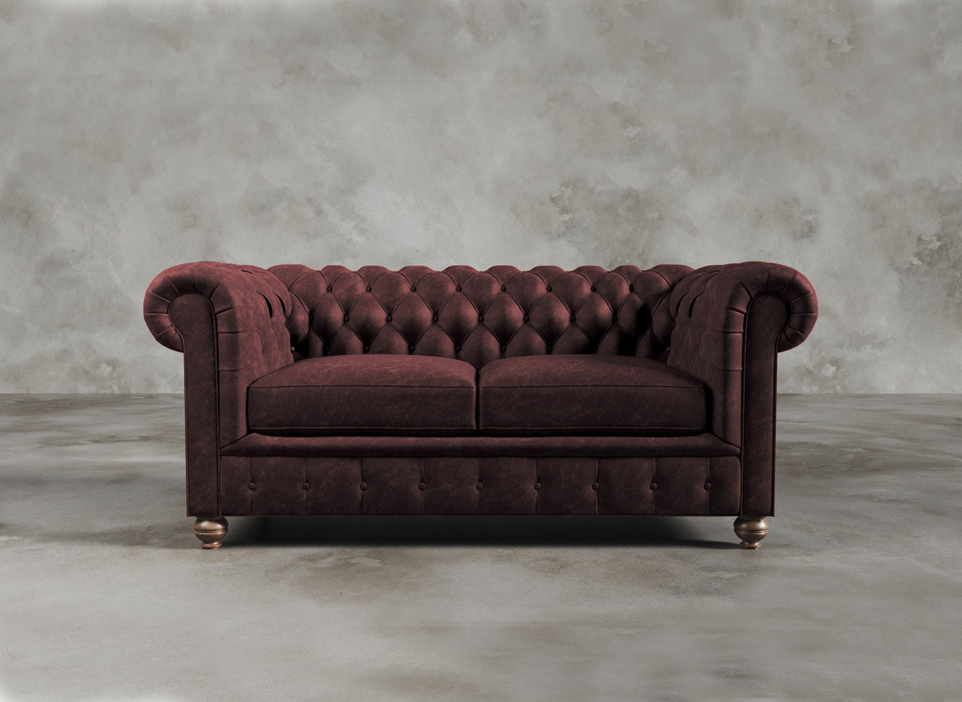Chesterfield Sofa I Real Italian Leather I Roseate I Red