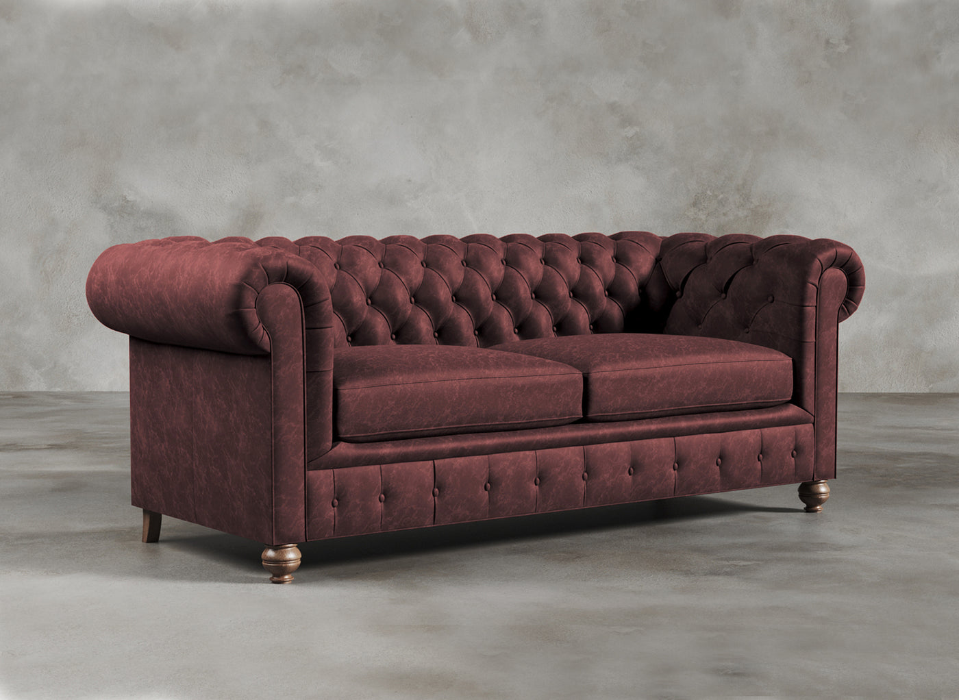 Chesterfield Sofa I Real Italian Leather I Roseate I Red