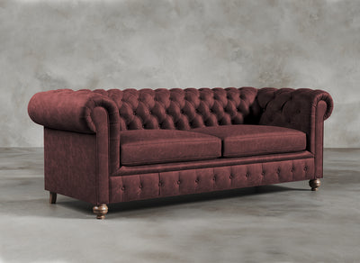 Chesterfield Sofa I Real Italian Leather I Roseate I Red