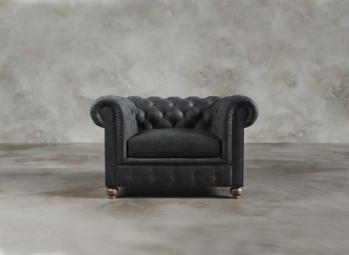 Chesterfield Sofa I Real Italian Leather I Leaden I Slate