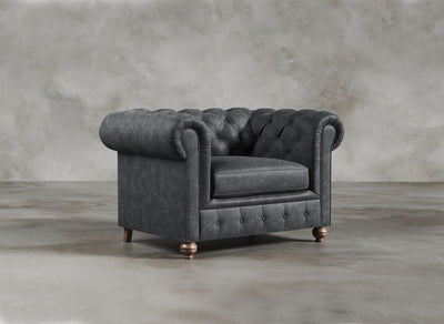 Chesterfield Sofa I Real Italian Leather I Leaden I Slate