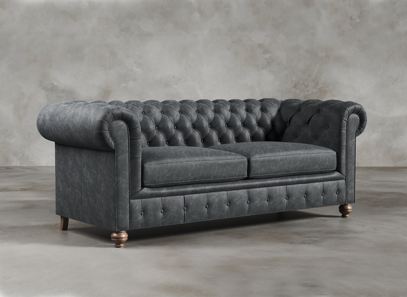 Chesterfield Sofa I Real Italian Leather I Leaden I Slate