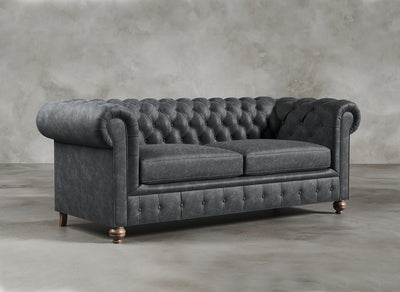 Chesterfield Sofa I Real Italian Leather I Leaden I Slate