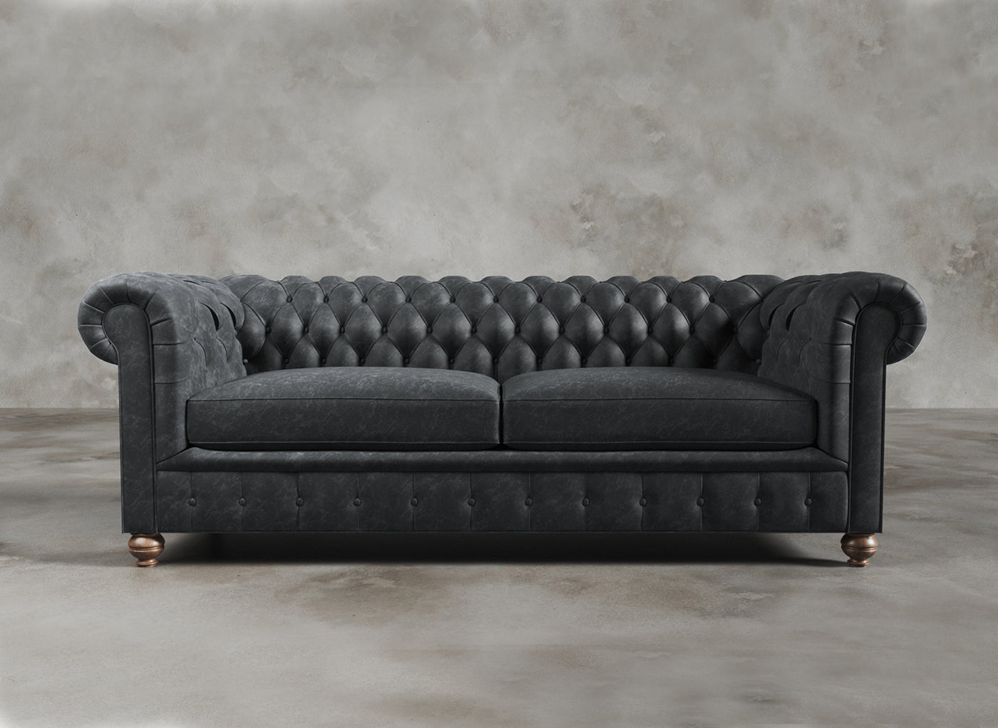 Chesterfield Sofa I Real Italian Leather I Leaden I Slate