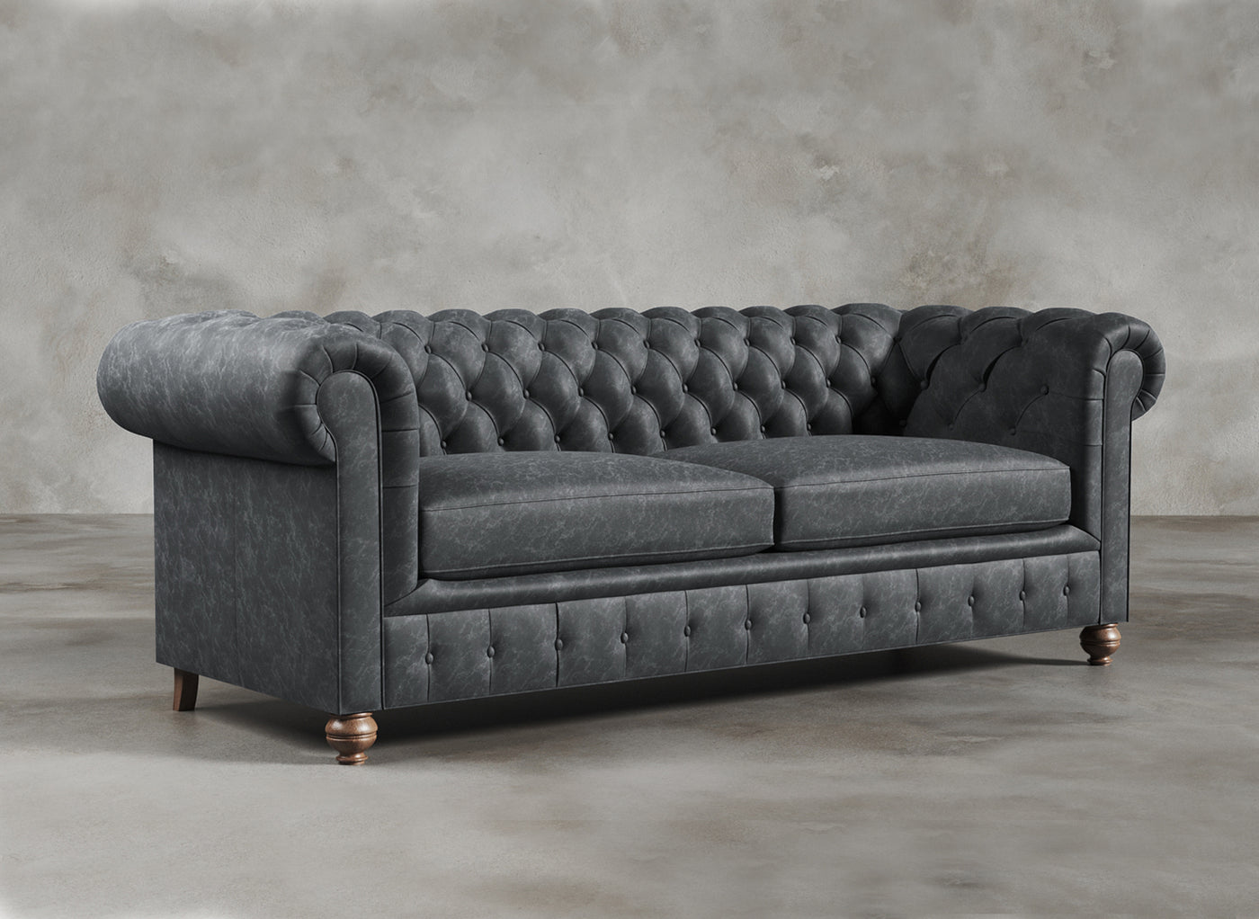 Chesterfield Sofa I Real Italian Leather I Leaden I Slate