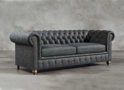 Chesterfield Sofa I Real Italian Leather I Leaden I Slate